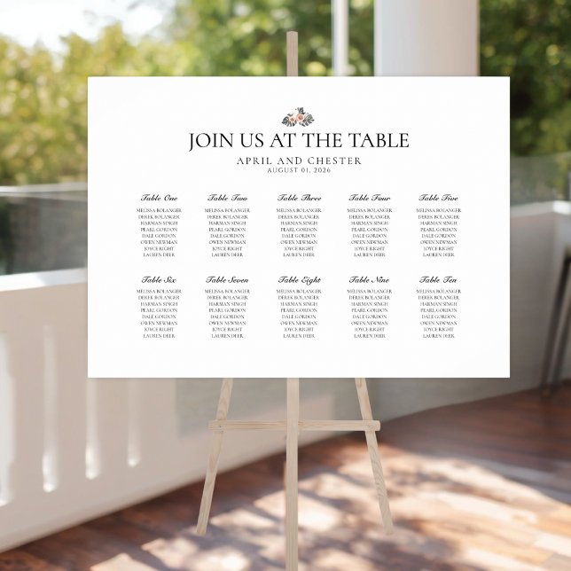 Póster Black Palm Table Setting Chart (Wedding Reception Seating Chart)