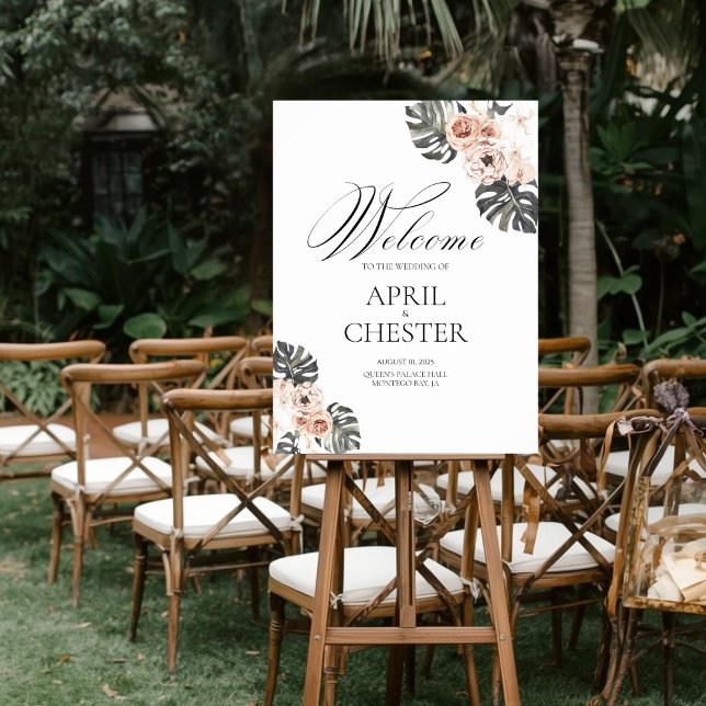 Póster Black Palm Wedding Welcome Sign (Subido por el creador)