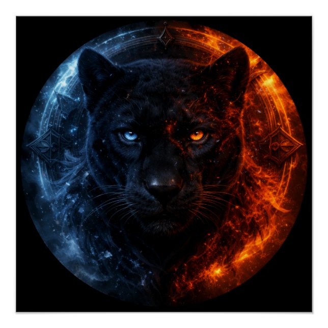 Póster Black Panther – Fire & Ice | Mystical Animal Fanta (Anverso)