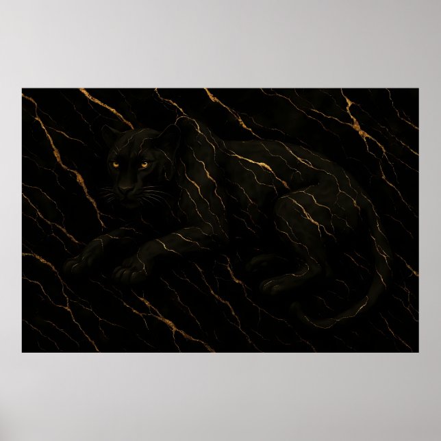 Póster Black Panther Gold Marble Art (Frente)