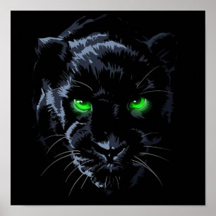 Póster Black Panther Green eye black