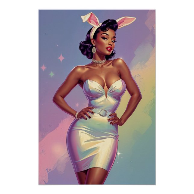 Póster Black Pin Up Easter Bunny Ears (Anverso)