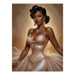 Póster Black Pin-Up Golden Gown