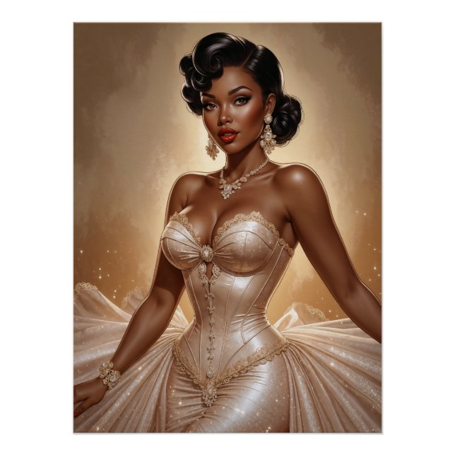 Póster Black Pin-Up Golden Gown (Anverso)