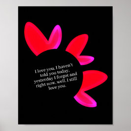 Póster Black poster with red and pink hearts.