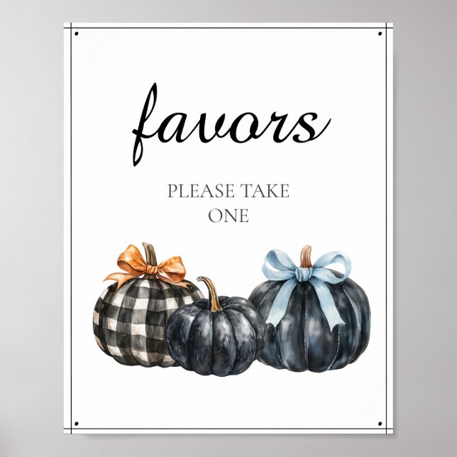 Póster Black Pumpkins Watercolor Baby Shower Favor (Frente)