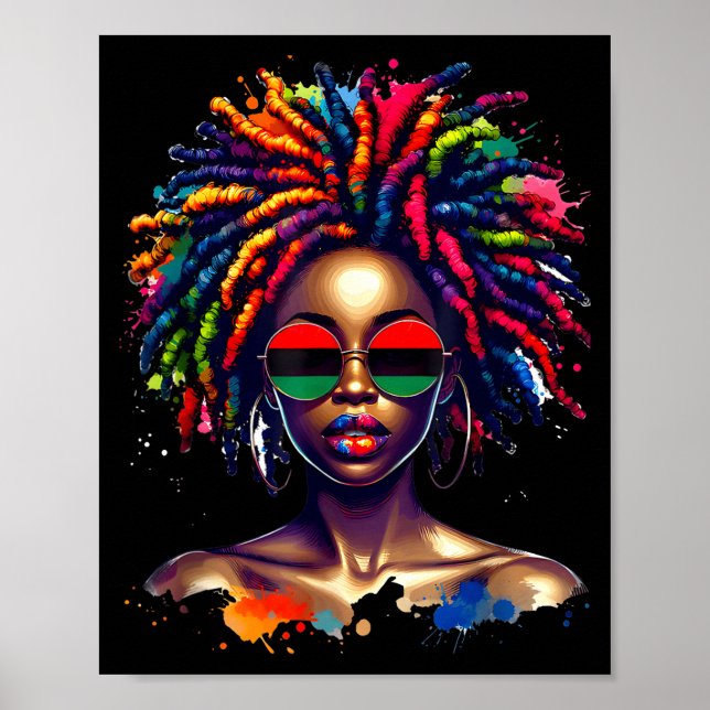 Póster Black Queen Dripng Afro Melanin Black History Mont (Frente)