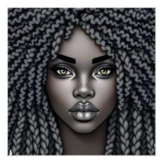 Póster Black Queen Melanin Afrocentric Sista Dreads Locs