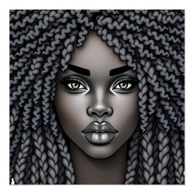 Póster Black Queen Melanin Afrocentric Sista Dreads Locs (Anverso)