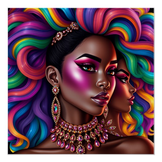 Póster Black queen pastel rainbow melanin sista (Anverso)