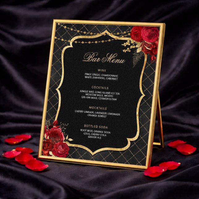 Póster Black, Red and Gold Bar Menu (Black, Red and Gold Bar Menu)