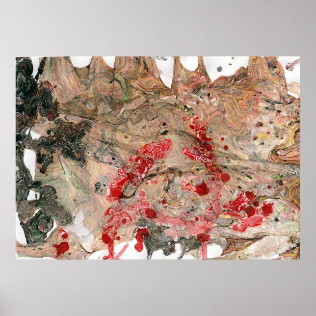 Póster Black Red Brown Green Green Moderno Resumen Art Tr (Frente)