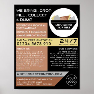 Póster Black Rubbish Skip, Skip/Dumpster Company