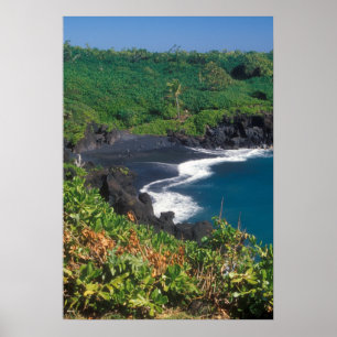 Póster Black Sand Beach Hana Maui Hawaii