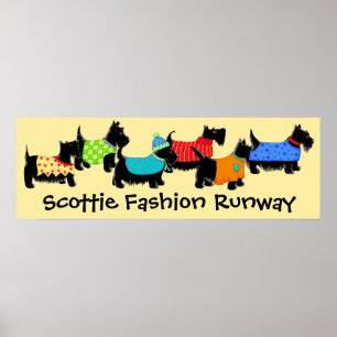 Póster Black Scottie Perros Moda Runway Art Amarillo