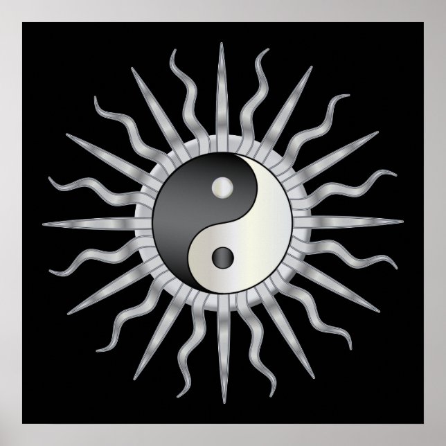 Póster Black Starburst Yin Yang (Frente)