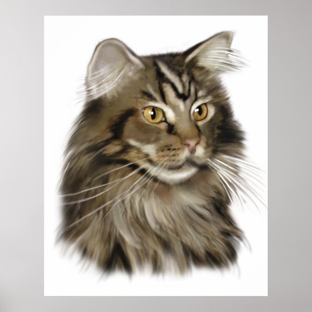 Póster Black Tabby Maine Coon Cat (Frente)