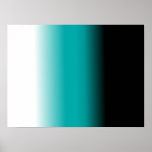 Póster Black Teal White Ombre