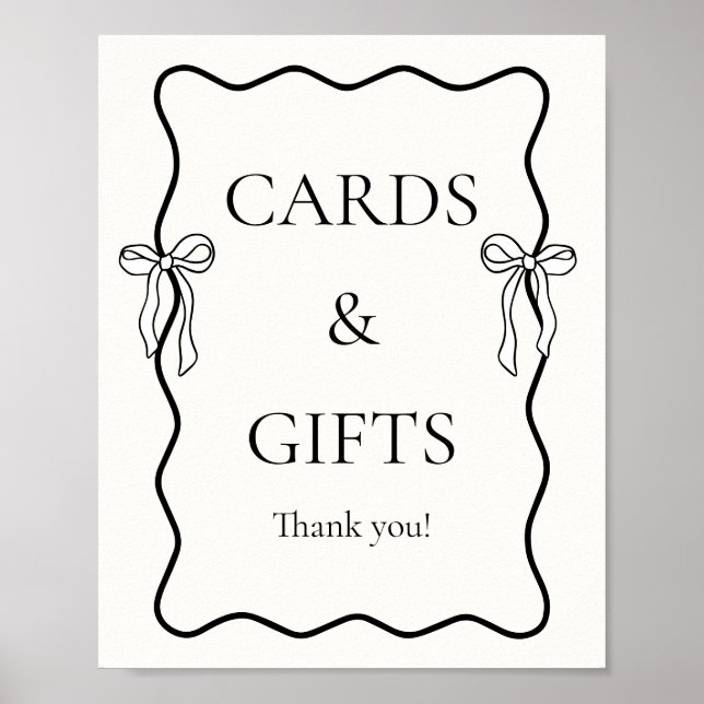 Póster Black Tie the knot Bridal Shower Cards and Gifts (Frente)