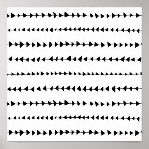 Póster Black  White Aztec Arrows Pattern