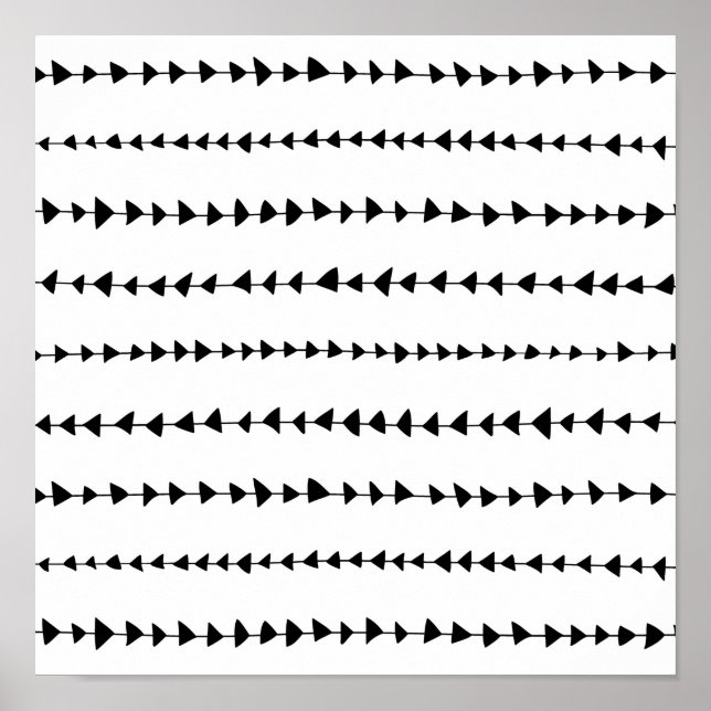 Póster Black  White Aztec Arrows Pattern (Frente)