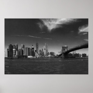 Póster Black White Brooklyn Bridge Nueva York