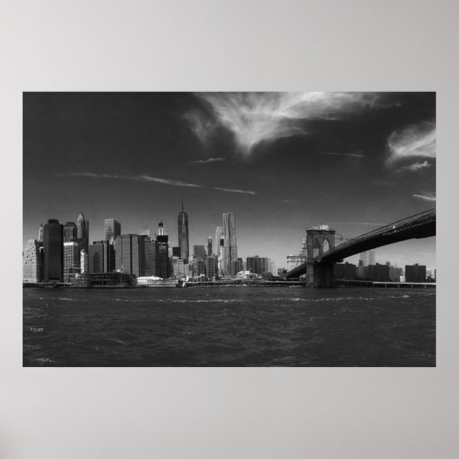 Póster Black White Brooklyn Bridge Nueva York (Frente)
