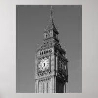 Black White Close Big Ben Clock Tower Londres