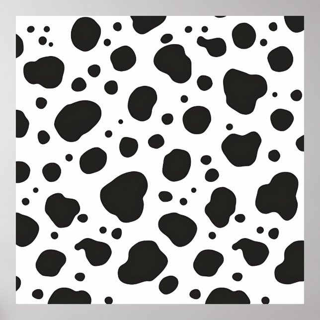 Póster Black White Cow Pattern (Frente)