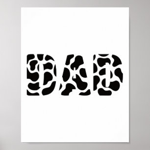 Póster Black White Dad Cow Print Cowboy Animal Pattern Fa