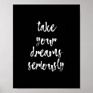 Póster Black & White dreams quote wall art poster   8X10