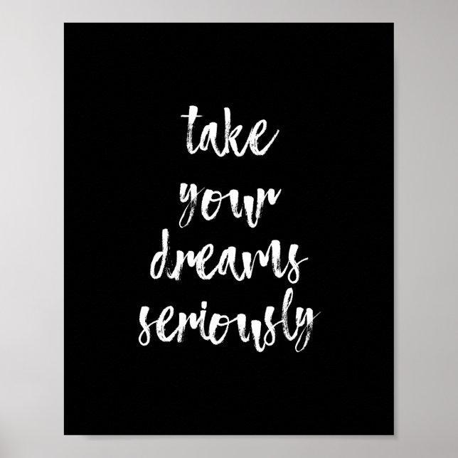 Póster Black & White dreams quote wall art poster | 8X10 (Frente)
