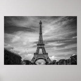 Póster Black White Eiffel Tower Paris Europe Travel
