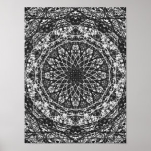 Póster black white kaleidoscope pattern