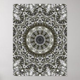 Póster black white kaleidoscope pattern