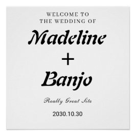 Póster Black & White Minimalist Calligraphy Wedding 