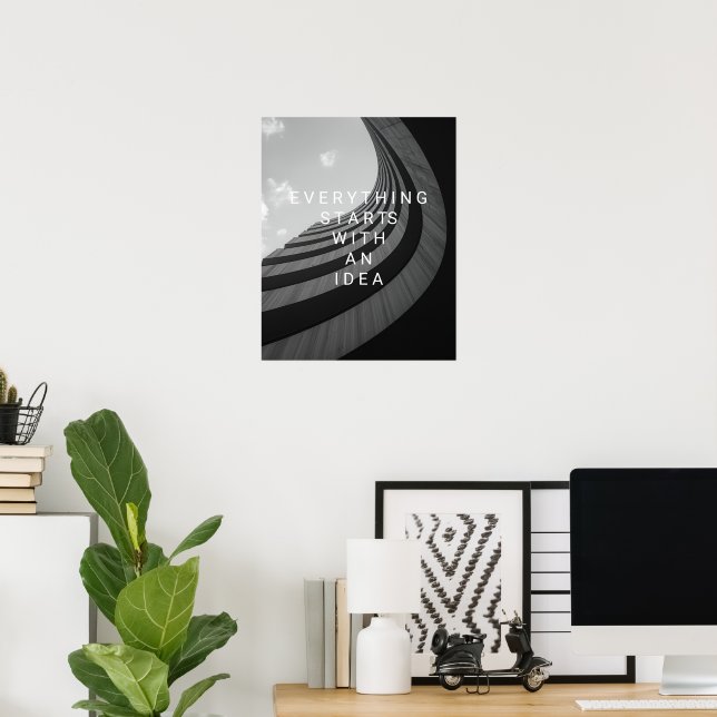 Póster Black & White Modern Architecture Motivational (Oficina en casa)