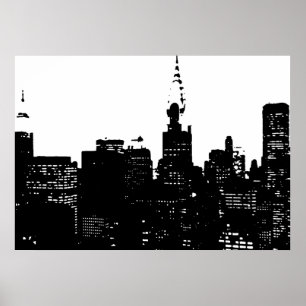 Póster Black White New York City Night Pop Art