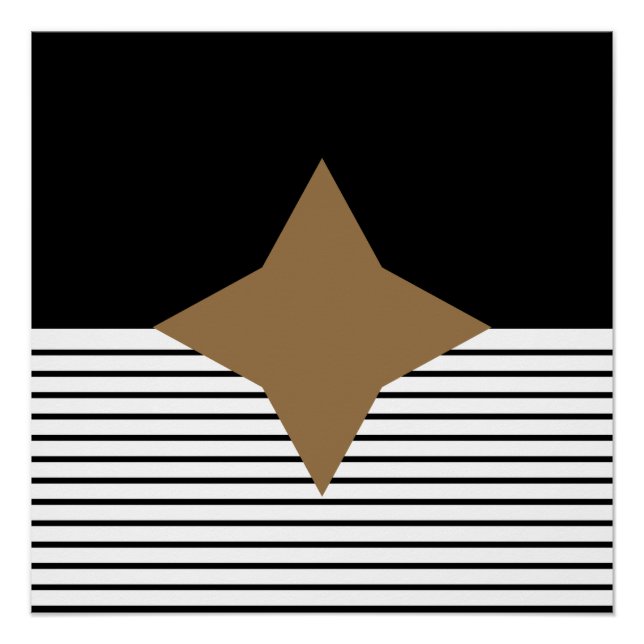 Póster Black White Op Art Brown Diamond (Anverso)