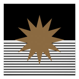 Póster Black White Op Art Brown Sun