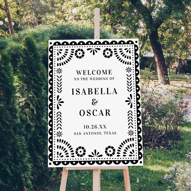 Póster Black & White Papel Picado Wedding Welcome Sign (Subido por el creador)