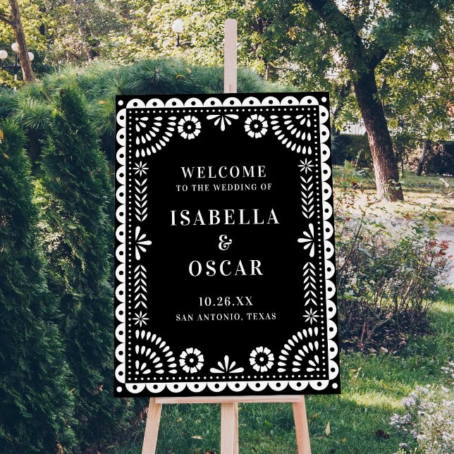 Póster Black & White Papel Picado Wedding Welcome Sign (Subido por el creador)
