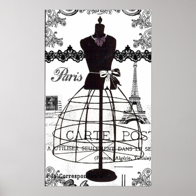 Póster Black White Paris Fashion Mannequin (Frente)
