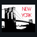 Póster Black White Pop Art Brooklyn Bridge Nueva York<br><div class="desc">Nueva York - Imagen de arte digital de rascacielos de Manhattan</div>
