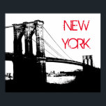 Póster Black White Pop Art Brooklyn Bridge Nueva York<br><div class="desc">Nueva York - Imagen de arte digital de rascacielos de Manhattan</div>