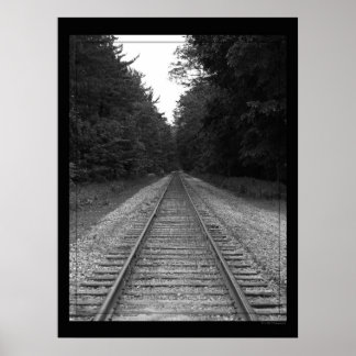 Póster Black & White Railroad Tracks