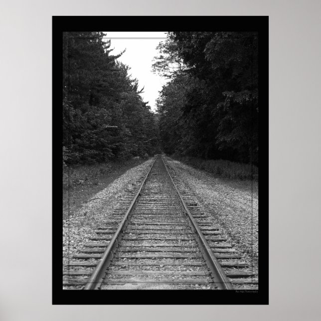 Póster Black & White Railroad Tracks (Frente)