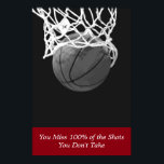 Póster Black White Red Motivation Basketball Sport<br><div class="desc">"Echa de menos el 100% de los disparos que no tomas". Me Encanta Este Juego. Popular Deportes - Imagen de la pelota de baloncesto.</div>