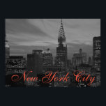 Póster Black & White Retro Pop Art New York City<br><div class="desc">Imagen de estilo antiguo de la ciudad de Nueva York - Pinturas de arte de Nueva York</div>