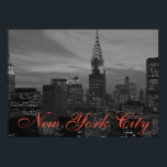 Póster Black & White Retro Pop Art New York City<br><div class="desc">Imagen de estilo antiguo de la ciudad de Nueva York - Pinturas de arte de Nueva York</div>